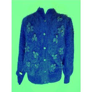 Vintage 1980s Vanesha midnight blue Angora embellished sweater nwt